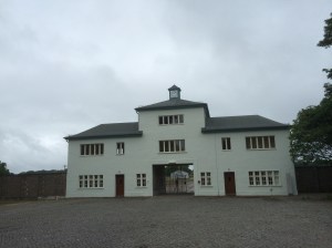 The entry gate for the Sachsenhausen concentration camp.